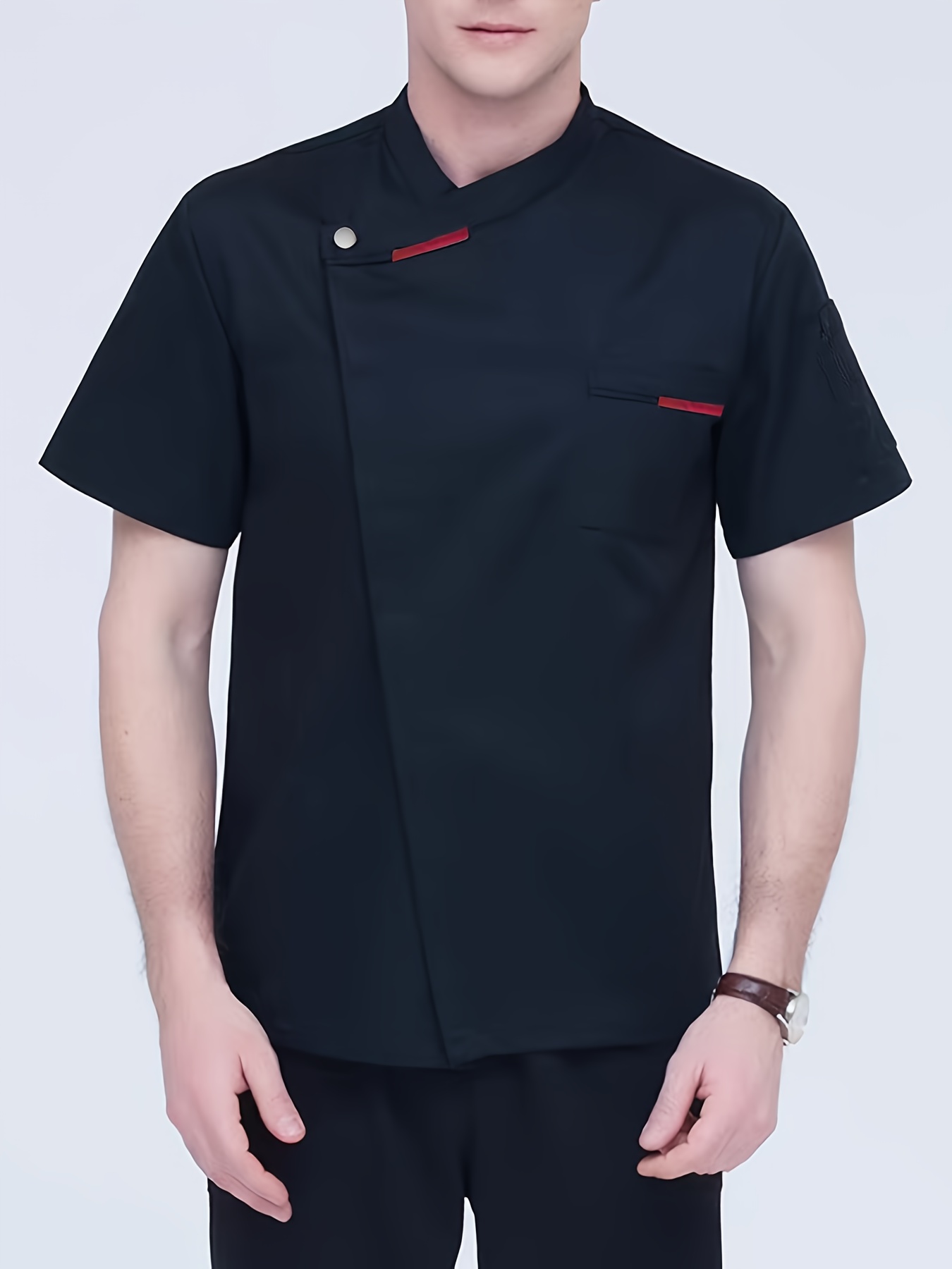 Commercial Kitchen Services - Elegant Men's Chef Uniform Short-Sleeve Kitchen