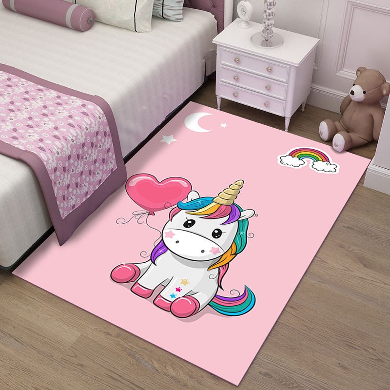 Commercial Kitchen Mats - Pink Cartoon Unicorn Pattern Carpet Girl