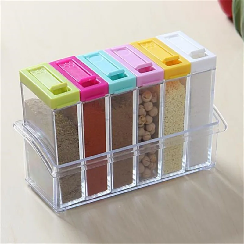 Commercial Kitchen Items - Transparent Seasoning Six Grid Seasoning Box