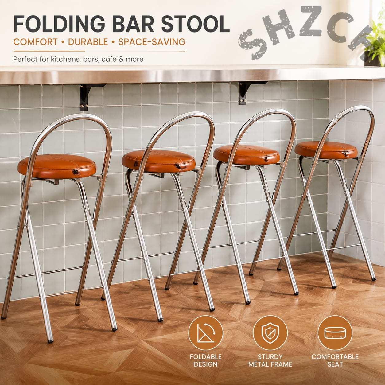 Commercial Kitchen Counter - Mid-Century Modern Folding Bar Stool with