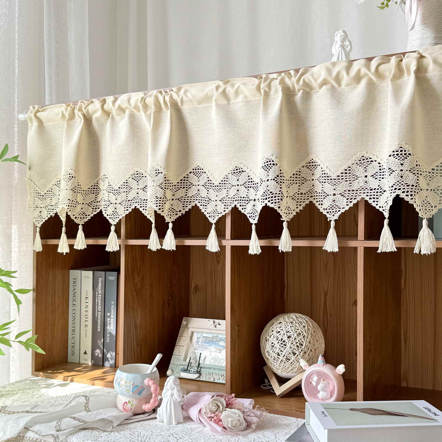 Beige Linen Short Curtain Vala - Commercial Kitchen Canopy 评论和价格