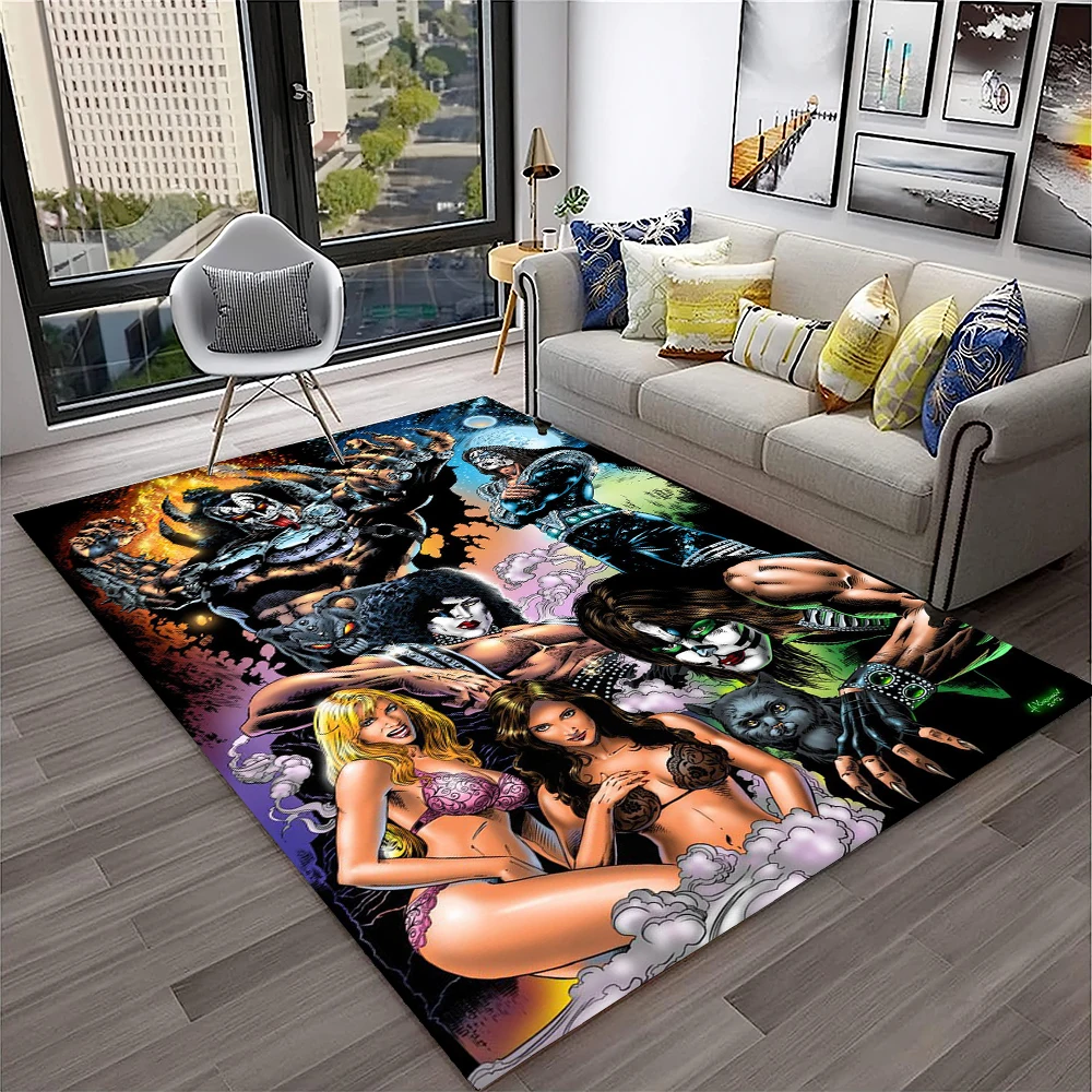 Retro KISS Rock Band Carpet Ru - Commercial Kitchen Mats 评论和价格