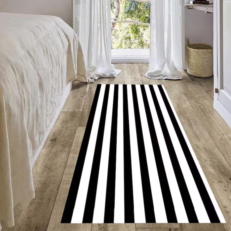 Black White Stripe Pattern Run - Commercial Kitchen Mats 评论和价格