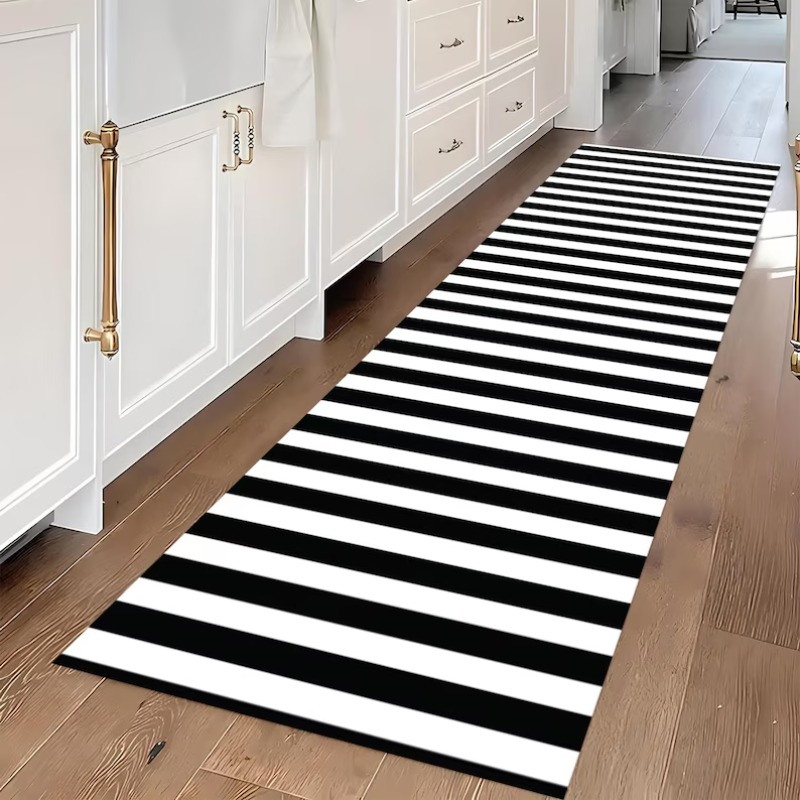 Black White Stripe Pattern Run - Commercial Kitchen Mats 评论和价格